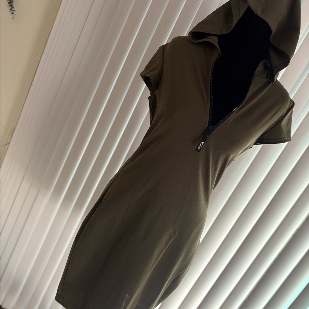 Guess Khaki Hooded Mini Dress